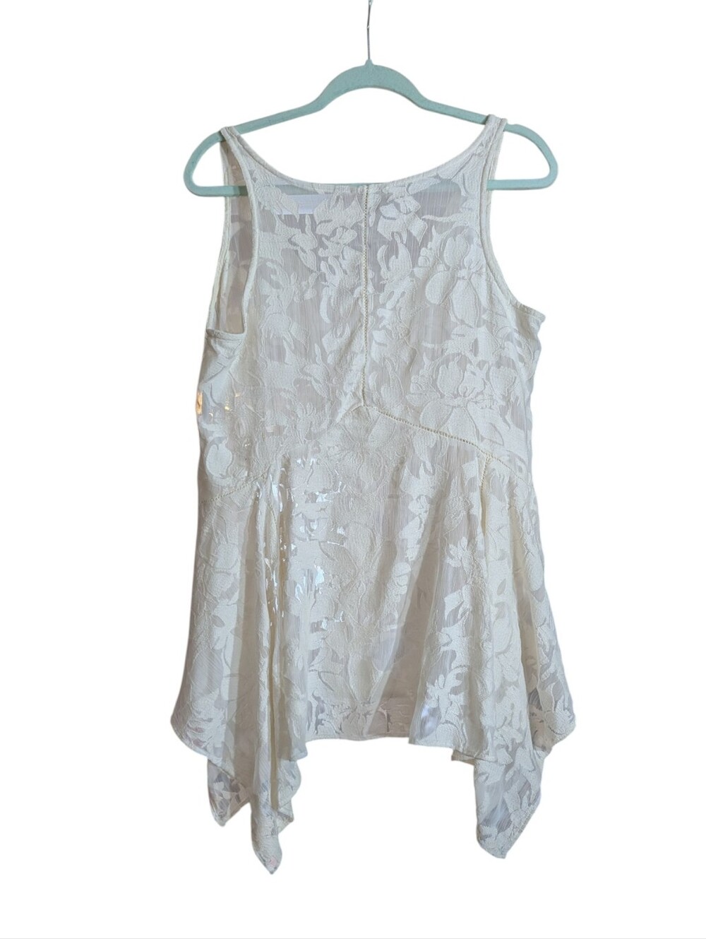 Vanessa Virginia Anthropologie Ivory Floral Burnout Handkerchief Hem Tank Top M - Picture 5 of 11